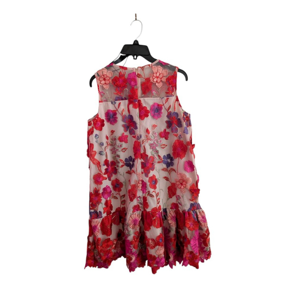 Women's Just Me Floral Embroidered Mini Dress Pink Red Size M - Picture 7 of 11